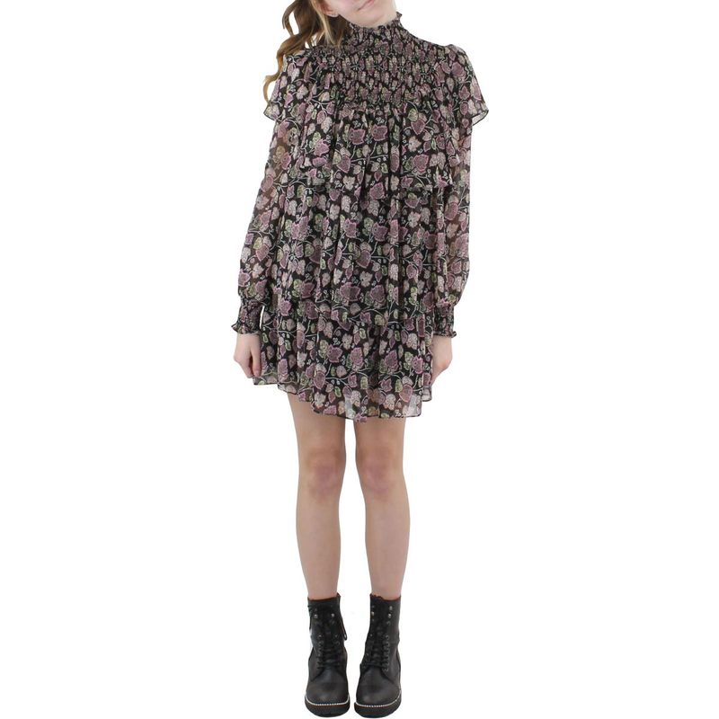 Cinq A Sept Womens Drew Dress Black Floral Printed Short Mini Dress Nwt